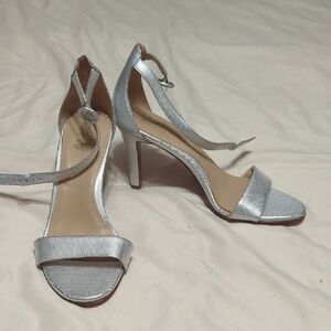 Naturalizer Metallic Silver Ankle Strap Heels